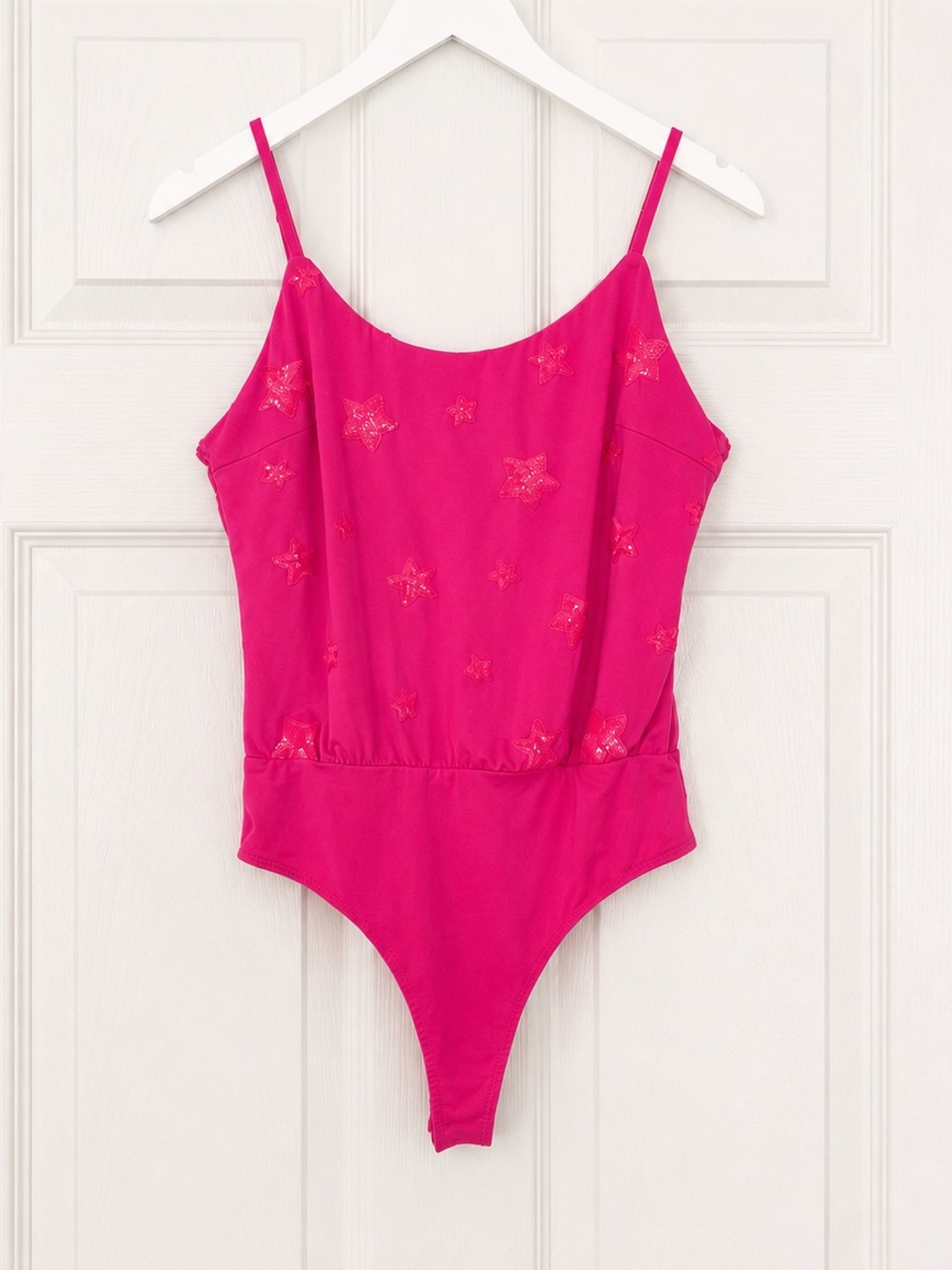 TCEC Hot Pink Star Sequin Bodysuit Summer M